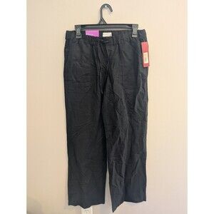 NWT Merona Linen Blend Wide Leg Barrel Black Linen Pants Size S Beach vacation